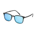 Jon - Square Black-Silver/Blue Revo Clip On Sunglasses for Men & Women